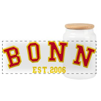 Bonn Est. 2006 - Panoramic Cookie Jar with Wooden Lid - white - Front