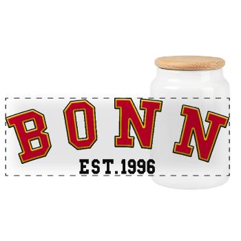 Bonn Est. 1996 - Panoramic Cookie Jar with Wooden Lid - white - Front