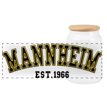Mannheim Est. 1966 - Panoramic Cookie Jar with Wooden Lid - white - Front