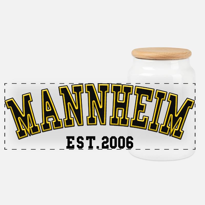 Mannheim Gründung 2006 - Panorama Keksdose mit Holzdeckel - Weiß