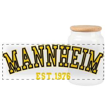 Mannheim Est. 1976 - Panoramic Cookie Jar with Wooden Lid - white - Front