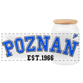 Poznań Est. 1966 - Panoramic Cookie Jar with Wooden Lid - white - Front