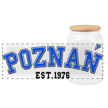 Poznań Est. 1976 - Panoramic Cookie Jar with Wooden Lid - white - Front