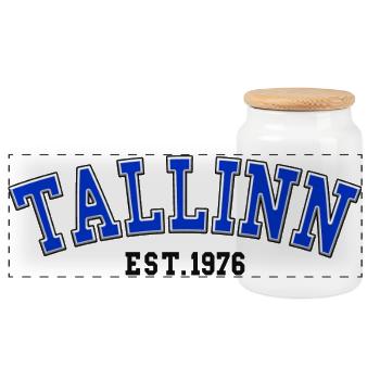 Tallinn Est. 1976 - Panoramic Cookie Jar with Wooden Lid - white - Front