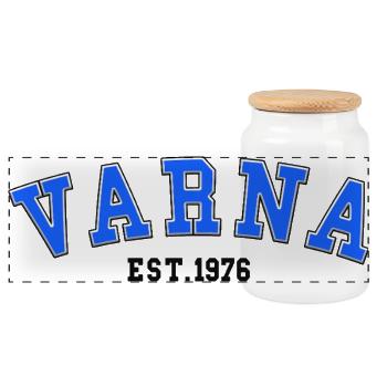 Varna Est. 1976 - Panoramic Cookie Jar with Wooden Lid - white - Front