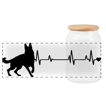 Dog - Panoramic Cookie Jar with Wooden Lid - white - Front