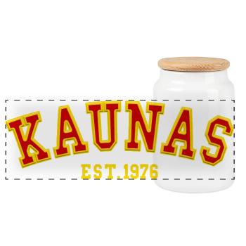 Kaunas Est. 1976 - Panoramic Cookie Jar with Wooden Lid - white - Front