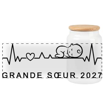 Future Grande Sœur 2027 - Bientôt Grande-Sœur - Panorama Keksdose mit Holzdeckel - Weiß - Vorne