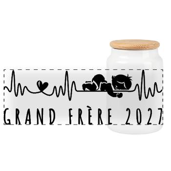Je vais être grand-frère 2027 - futur grand frère - Panorama Keksdose mit Holzdeckel - Weiß - Vorne