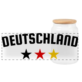 Germany 3 Star Design - Panoramic Cookie Jar with Wooden Lid - white - Front