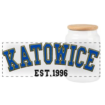 Katowice Est. 1996 - Panoramic Cookie Jar with Wooden Lid - white - Front