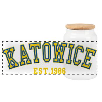 Katowice Est. 1986 - Panoramic Cookie Jar with Wooden Lid - white - Front
