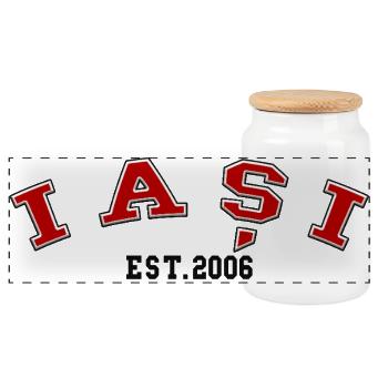 Iași Fondé en 2006 - Boîte à biscuits avec couvercle en bois - blanc - Devant