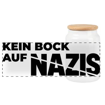 Kein_Bock_auf_Nazis - Panorama Keksdose mit Holzdeckel - Weiß - Vorne