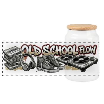 Motif rétro hip-hop Old School Flow - Boîte à biscuits avec couvercle en bois - blanc - Devant