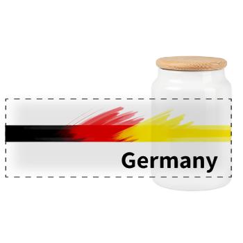 Germany Flag Brush Art - Panoramic Cookie Jar with Wooden Lid - white - Front