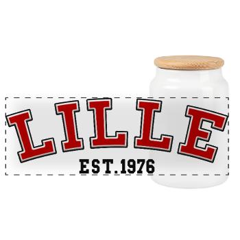 Lille Fondée en 1976 - Boîte à biscuits avec couvercle en bois - blanc - Devant