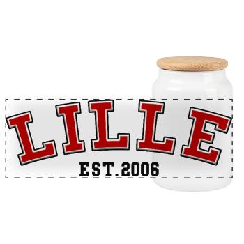 Lille Est. 2006 - Panoramic Cookie Jar with Wooden Lid - white - Front