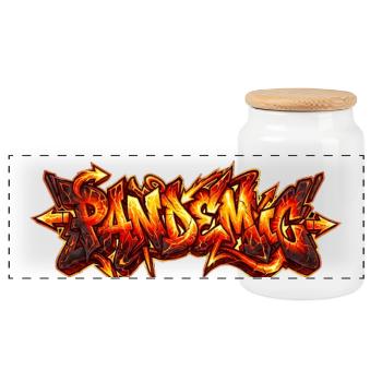 Pandemic Fire Wildsytle - Panoramic Cookie Jar with Wooden Lid - white - Front