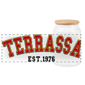 Terrassa Est. 1976 - Panoramic Cookie Jar with Wooden Lid - white - Front