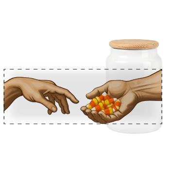 Candy Corn – Die Kreation – Lustiges Candy Corn - Panorama Keksdose mit Holzdeckel - Weiß - Vorne