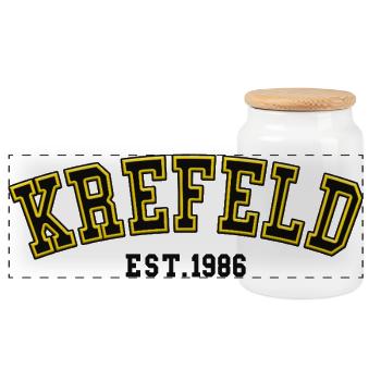 Krefeld Est. 1986 - Panoramic Cookie Jar with Wooden Lid - white - Front