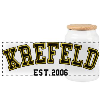 Krefeld Est. 2006 - Panoramic Cookie Jar with Wooden Lid - white - Front