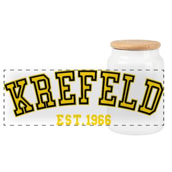 Krefeld Est. 1966 - Panoramic Cookie Jar with Wooden Lid - white - Front
