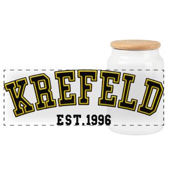 Krefeld Est. 1996 - Panoramic Cookie Jar with Wooden Lid - white - Front