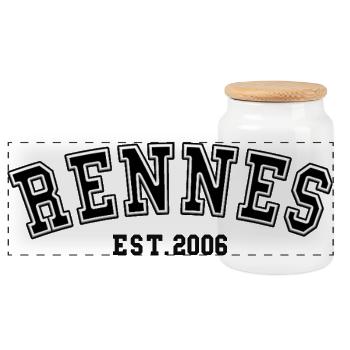 Rennes Est. 2006 - Panoramic Cookie Jar with Wooden Lid - white - Front