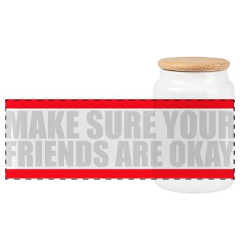 Assurez-vous que vos amis vont bien Logo de citation des amis - Boîte à biscuits avec couvercle en bois - blanc - Devant