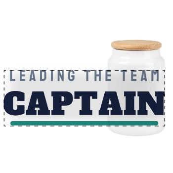 Captain College Lettering - Captain Club - Panoramic Cookie Jar with Wooden Lid - white - Front