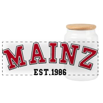 Mainz Est. 1986 - Panoramic Cookie Jar with Wooden Lid - white - Front