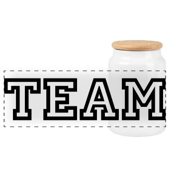Team - Panoramic Cookie Jar with Wooden Lid - white - Front