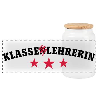 Klassenlehrerin - Panorama Keksdose mit Holzdeckel - Weiß - Vorne