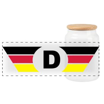 deutschland flagge / Symbol top - Panorama Keksdose mit Holzdeckel - Weiß - Vorne