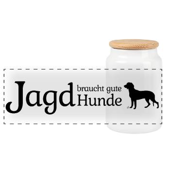 Gute Jagdhunde - Schweißhunde - Panorama Keksdose mit Holzdeckel - Weiß - Vorne