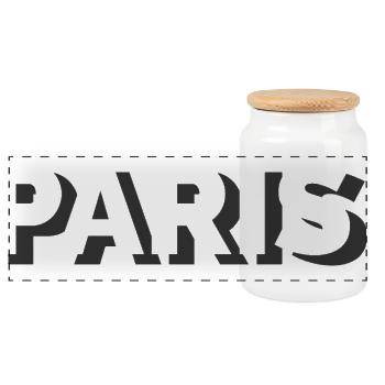 Paris Typographie Logo Lettrage Icône Graphique - Boîte à biscuits avec couvercle en bois - blanc - Devant