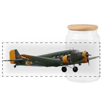 Ju 52 - Panorama Keksdose mit Holzdeckel - Weiß - Vorne