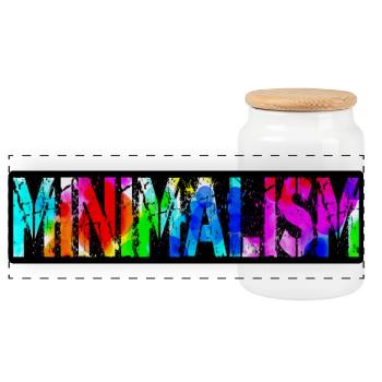 Colorful Minimalism Grunge - Panoramic Cookie Jar with Wooden Lid - white - Front