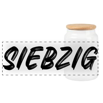 70 - Siebzig - 70. Geburtstag - Panorama Keksdose mit Holzdeckel - Weiß - Vorne