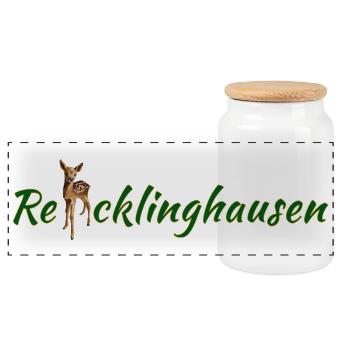 Re cklinghausen mit Reh - Panorama Keksdose mit Holzdeckel - Weiß - Vorne
