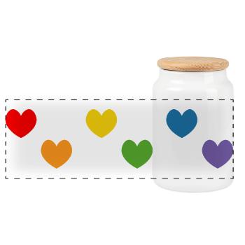 Regenbogeherz Tshirt Mix LGBTQ - Panorama Keksdose mit Holzdeckel - Weiß - Vorne
