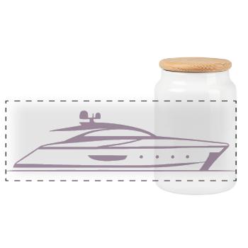 Motorboot Yacht Silhouette Minimal Design - Panorama Keksdose mit Holzdeckel - Weiß - Vorne