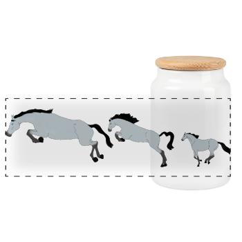 Chevaux en Mouvement Effervescent - Boîte à biscuits avec couvercle en bois - blanc - Devant