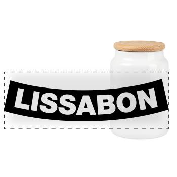 Élément du chapitre de Lisbonne (Bachelor Party MC Rocker Design) - Boîte à biscuits avec couvercle en bois - blanc - Devant