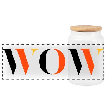 WOW tri-colour - Panoramic Cookie Jar with Wooden Lid - white - Front