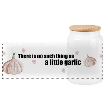 There is no such thing as a little garlic - Panoramic Cookie Jar with Wooden Lid - white - Front