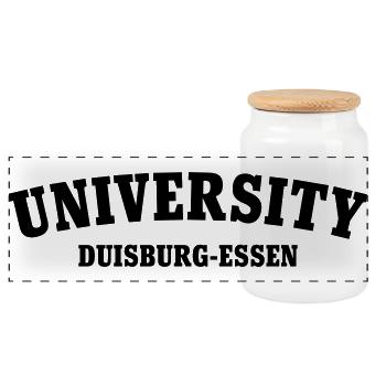 University of Duisburg Essen - Panoramic Cookie Jar with Wooden Lid - white - Front