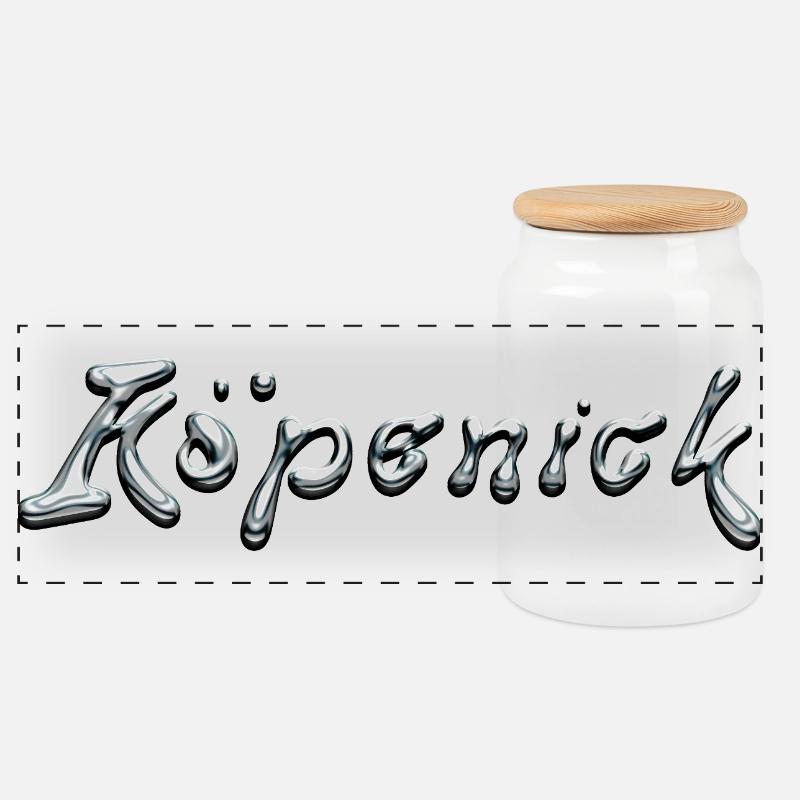 Typographie Köpenick Liquid Chrome - Boîte à biscuits avec couvercle en bois - blanc
